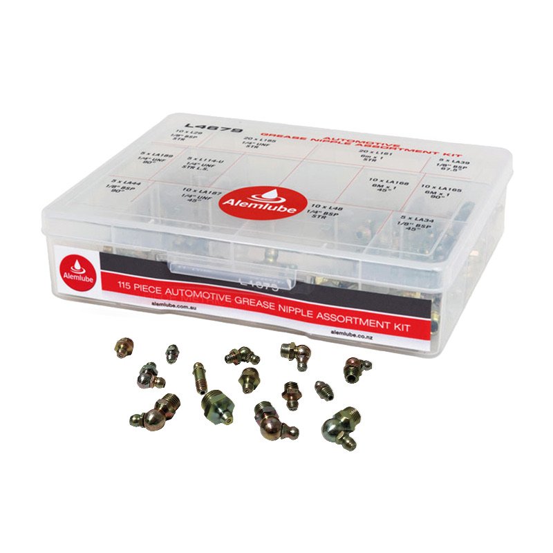 Alemlube 115 Piece Automotive Grease Nipple Kit