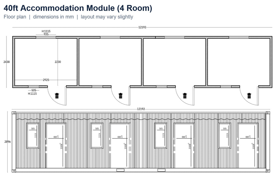40ft 4 Room floor plan